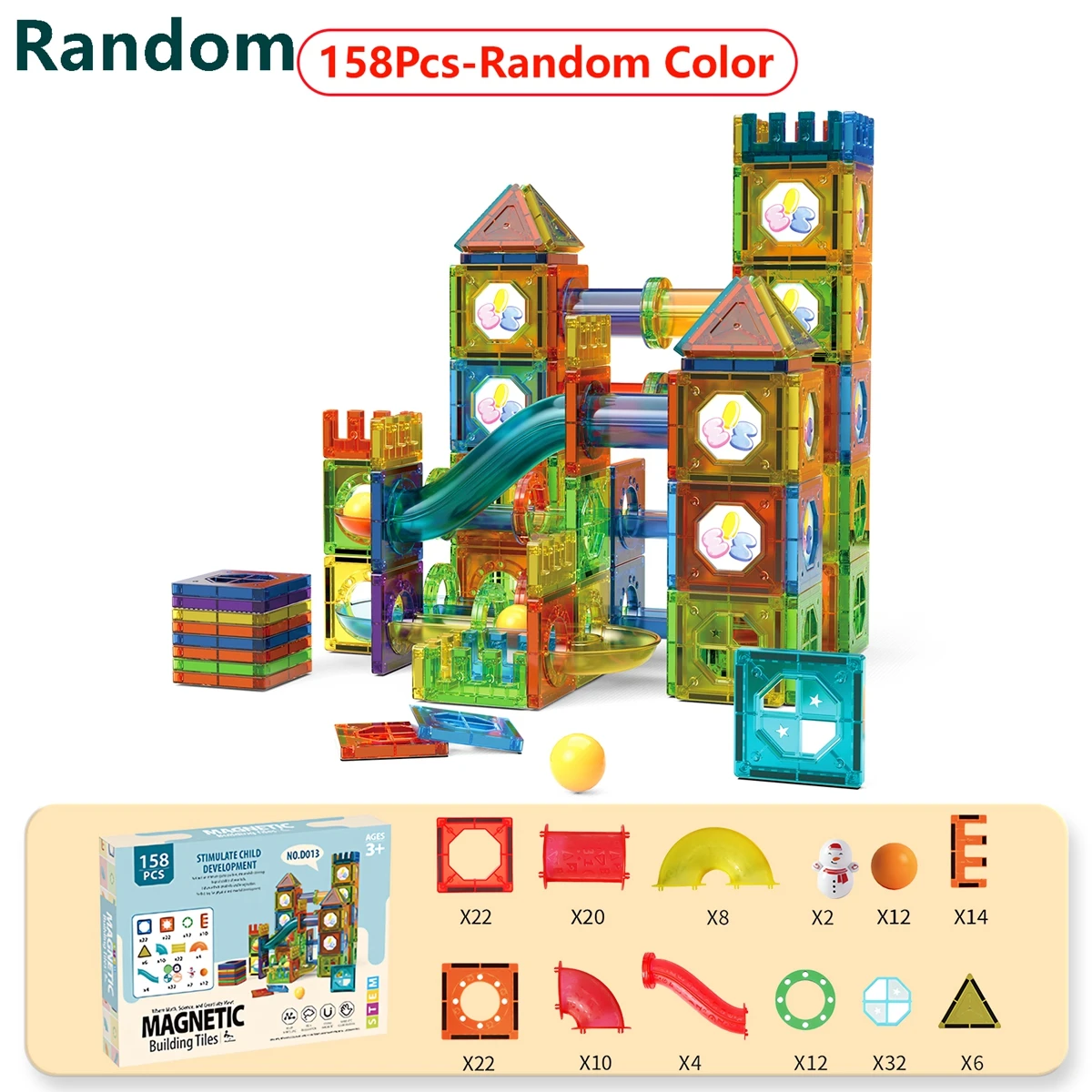 Magnetic Tiles Marble Run Toy 3D Clear STEM Educational Pipe Track Ball Building Blocks Kids 3+ Brain Development Kit image 3