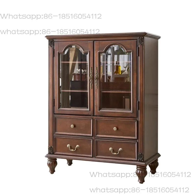 

Living Room Against The Wall, All Solid Wood Double-door Wine , European Style Single-door Small Wine Cabinet, Low Cabinet