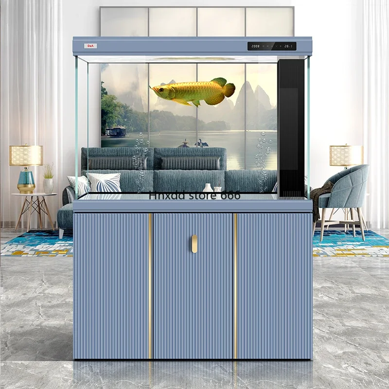 Light luxury arowana tank ultra-white glass living room landscaping home