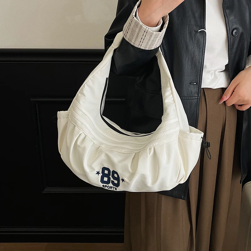 

Винтажная сумка на плечо для женщин, сумка в полоску в стиле ретро, сумка для подмышек, большая вместительная ткань Оксфорд, универсальный эстетический кошелек