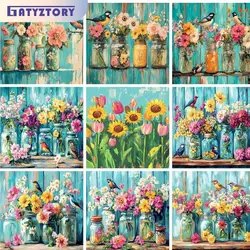 숫자 키트로 GATYZTORY DIY 그림 색칠 제로 기반 HandPainted 유화 홈 인테리어 선물 40x50의 꽃 그림