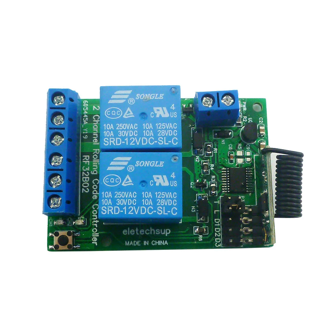 

2CH DC12V 433M RF Rolling Code Hopping Encoder Decoder RC43A04 Transmitter RF32B02 Controller for Secure Remote Keyless Entry