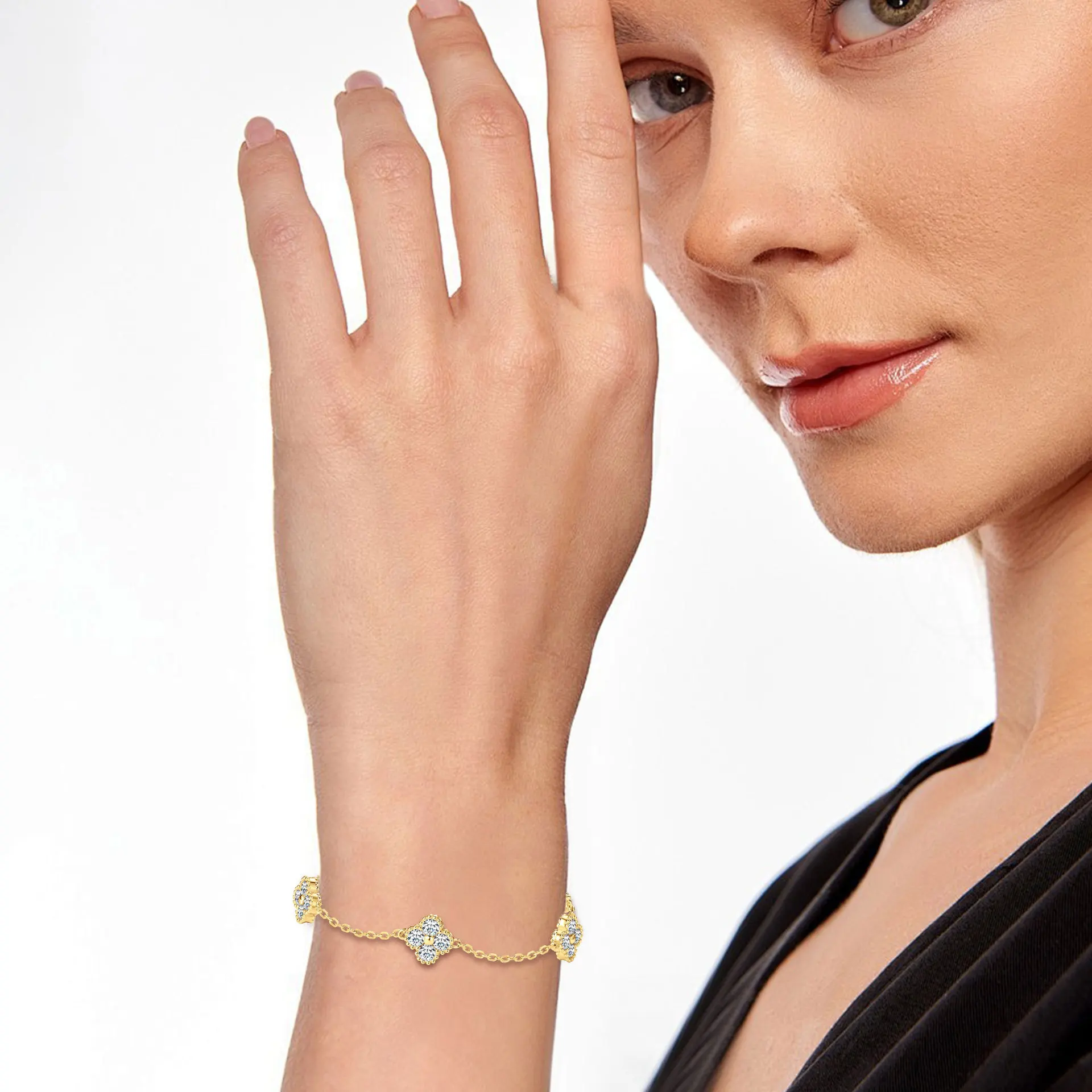 D اللون كامل مويسانيتي محظوظ سوار للنساء S925 فضة موضة حفل زفاف الماس والمجوهرات