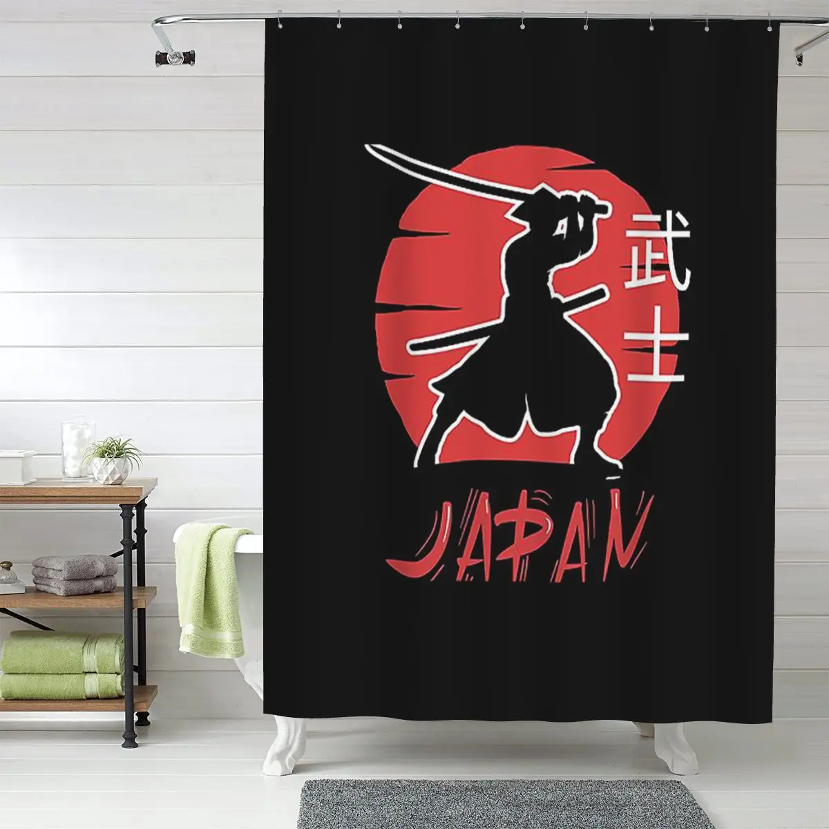 

Японская занавеска для душа с изображением самураев в стиле бусидо, полиэстеровая, водонепроницаемая, для ванной комнаты, с крючками
