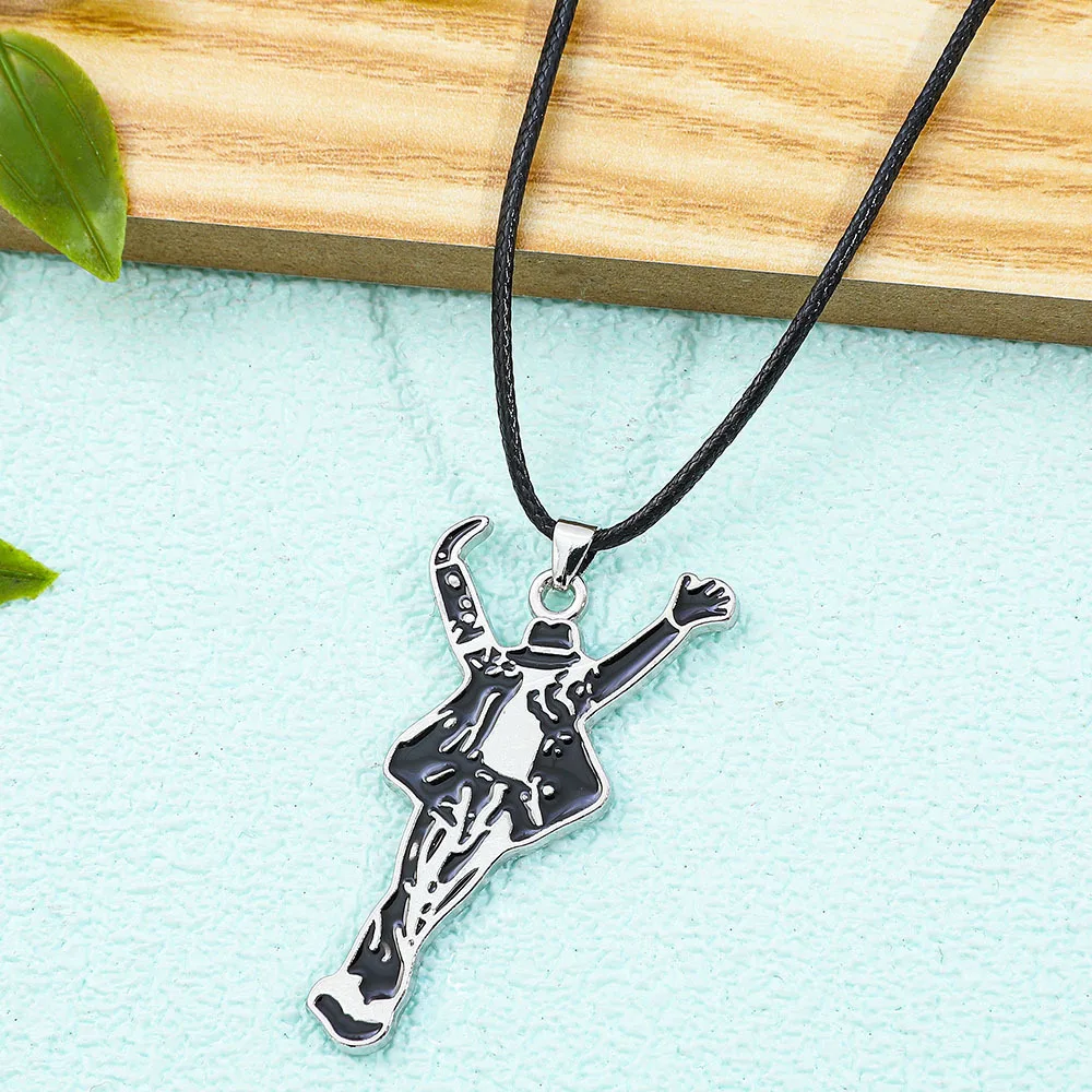 Classic Pop Star Singer Michael Necklace Dancing Jackson Enamel Pendant Necklace Fans Monumental Jewelry Accessories Gifts image 5