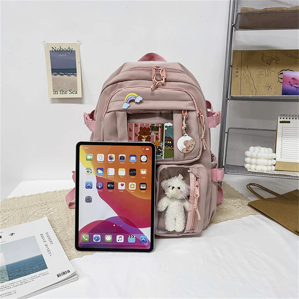 Zaino da donna carino zaini da scuola in Nylon multitasche impermeabili per studenti ragazze femminili pacchetto di libri per Laptop Kawaii Mochilas