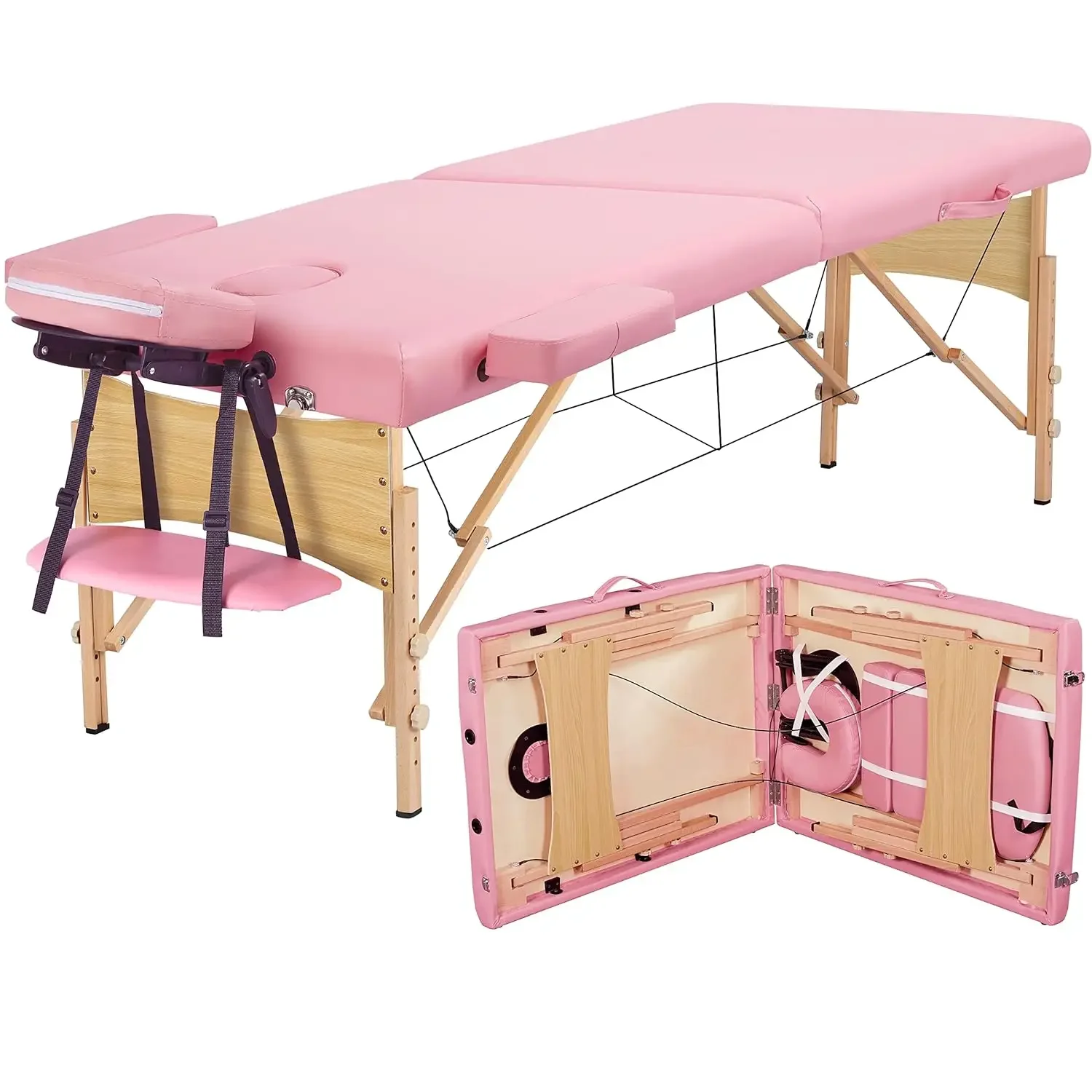 22 Inch Massage Table Spa Bed Portable Lash Bed Massage Bed Foldable Spa Tables Adjustable 2 Fold with Non-Woven Bag, MQAM