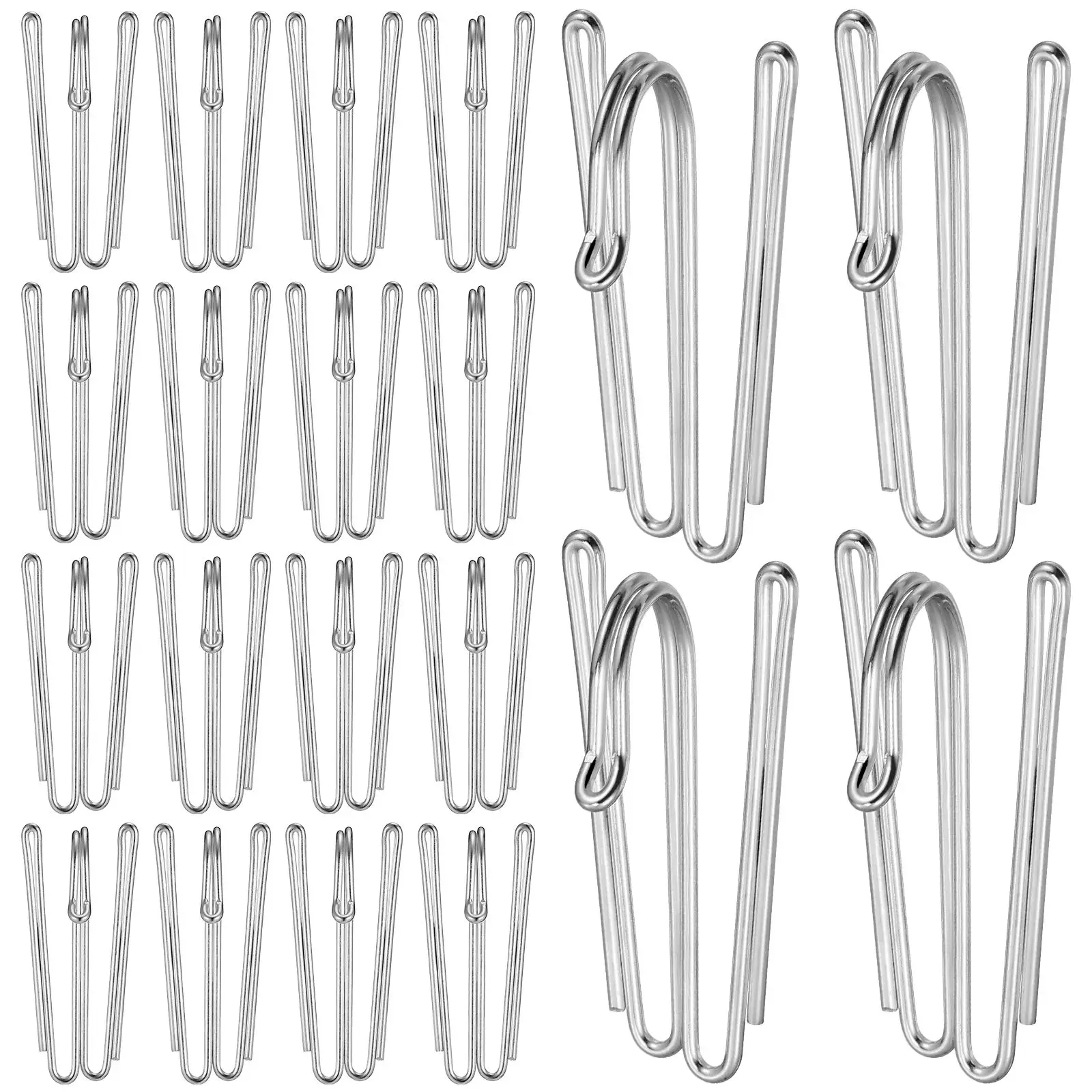 

50pcs Curtain Hooks Stainless Steel Drapery Heavy Duty Clips for Pleated Curtains Bath Rustic Shower Rod Accessories