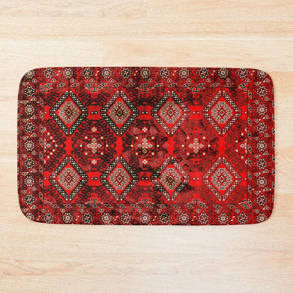 

Ruby Echoes: A Fusion of Bohemian Heritage and Oriental Geometry Bath Mat Bathroom Utensils Living Room Rug Carpet Bathroom Mat