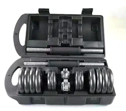 High-quality Cast Iron and Spray-painted Dumbbell Set with Adjustable Weight 10-20kg Fitness Equipment for Gym Use.