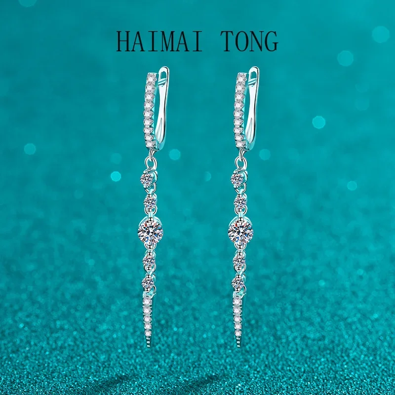

HAIMAITONG Mozambique PT950 платиновые серьги женские с кисточками в длинном стиле с каплями воды персонализированный тренд сладкий крутой стиль