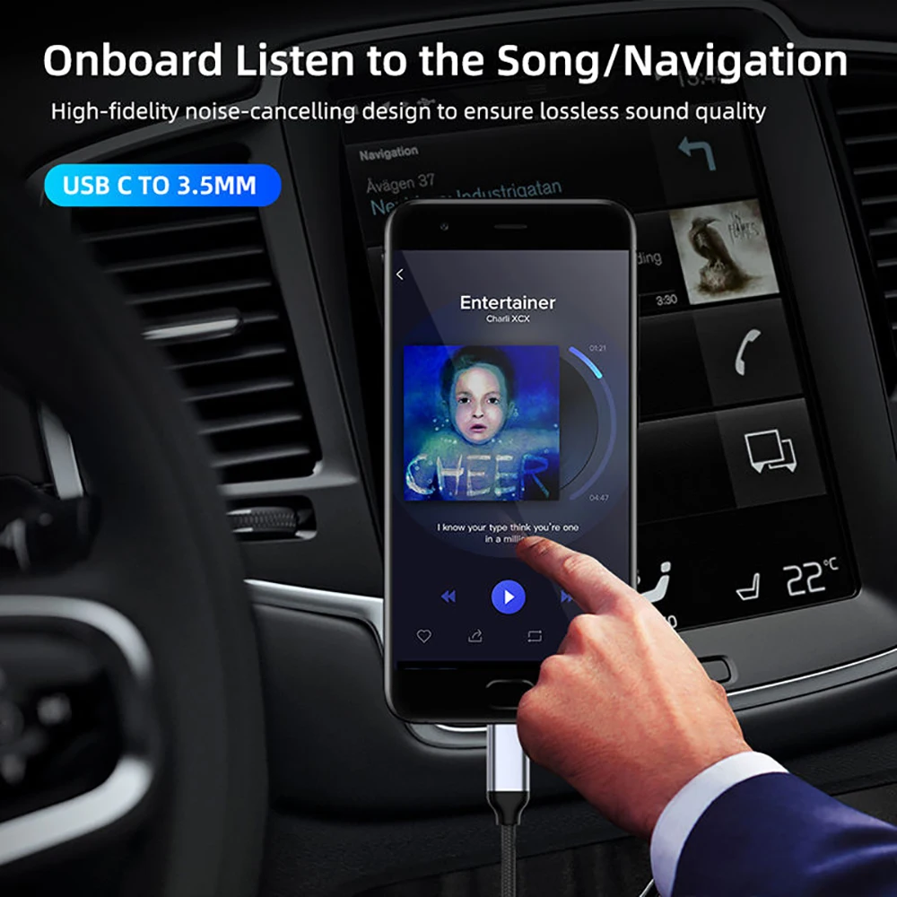 كابل صوت AUX USB من النوع C إلى 3.5 ملم كابل مقبس الصوت لهاتف سامسونج وشاومي وهواوي ون بلس ومحول سماعة الرأس العالمي #5