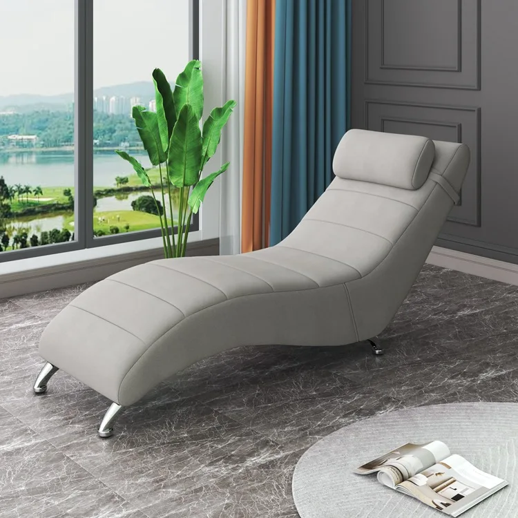 Simple solid wood recliner S-type leave-in technology cloth single chaise longue hotel balcony lunch break lazy bedroom sofa