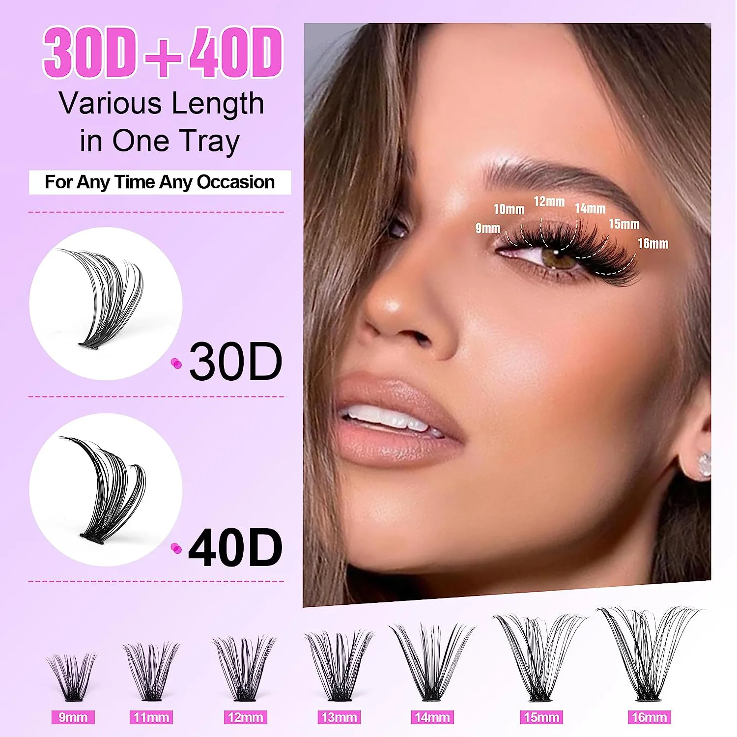 280PCS Eyelashes Clusters Lash Bond and Seal Makeup Tools DIY Lashes Extension Kit Lashes Tweezers Waterproof Eyelashes Set