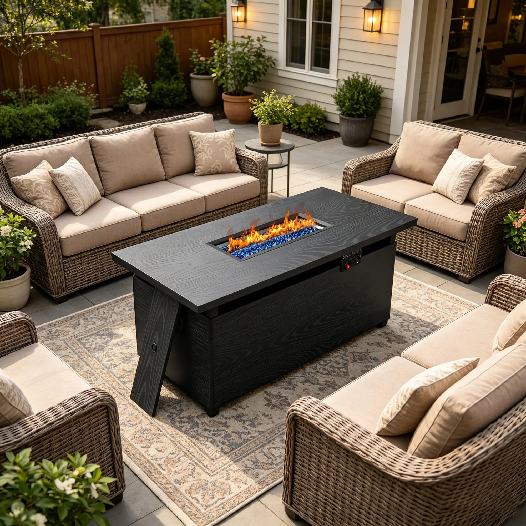 OASIS 51” Propane Fire Pit Table, Outdoor Metal Gas Fire Pit