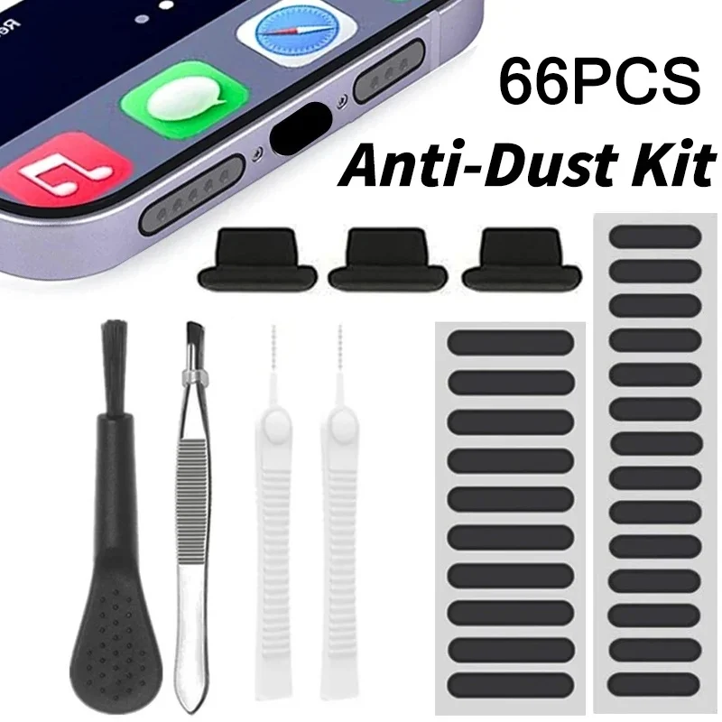 

66 шт. универсальный динамик для мобильного телефона, пылезащитная сетка, наклейка Type-C, защита от пыли, пинцет, комплект для iPhone 14 Samsung Xiaomi