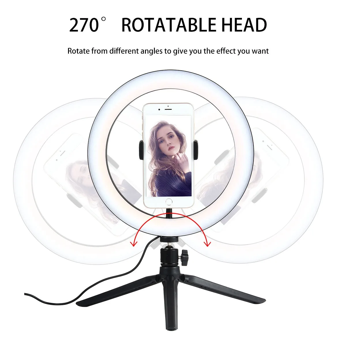 10-Zoll-dimmbares LED-Ringlicht mit Stativ für Live-Streaming