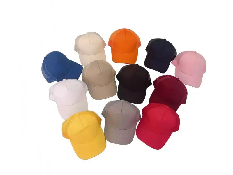 Customized Printed Logo Pure Cotton Five Piece Mesh Cap Hardtop Travel Breathable Man's And Woman's  Outdoor Sunshade Buckle Hat