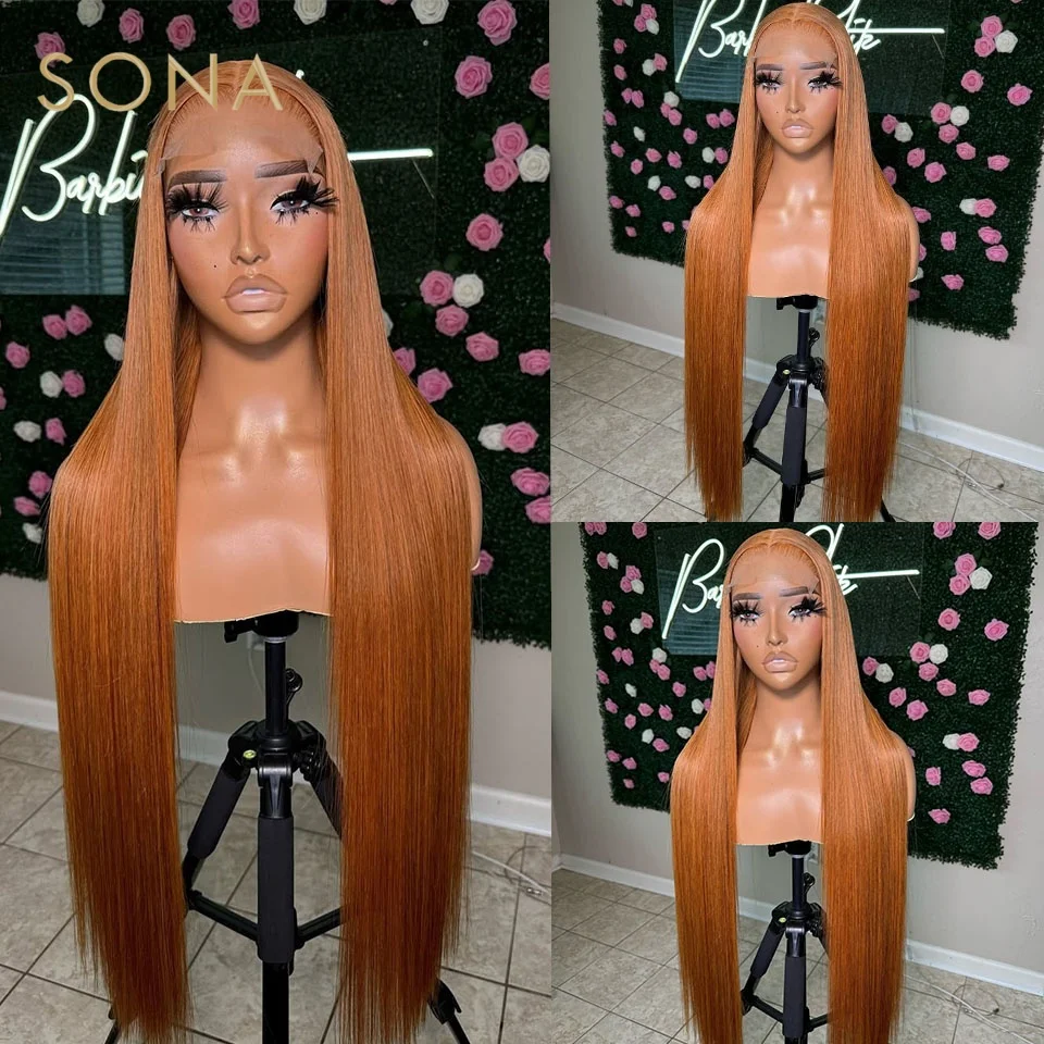 

Ginger Brown Lace Front Wig Body Wave 13x6 HD Transparent Lace Frontal Wig Light Brown Colored Human Hair Wigs For Women