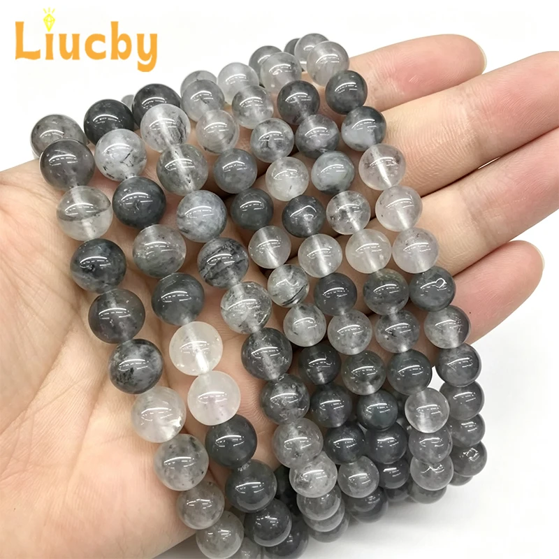 Großhandel Natürliche Grau-Weiße Trübe Quarz-Lose-Perlen Runde Perlen für DIY-Schmuckherstellung 6mm 8mm 10mm 12mm 14mm 15 Zoll Stränge – Detail 7