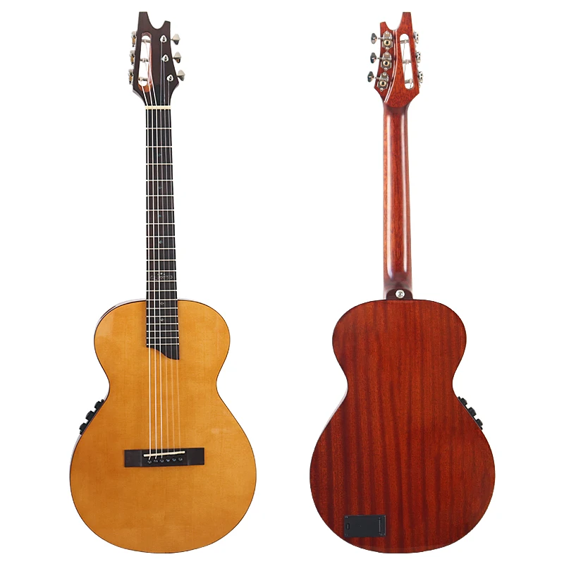 Thin Body Silent Electric Classical Guitar 36 Inch 6 String Silent Nylon Guitar Solid Sapele Body Hand Made Electric Guitar