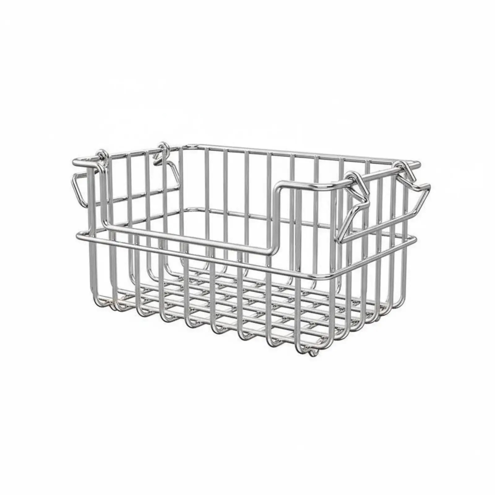 Stackable Storage Basket with Front Opening Stainless Steel Organizer Box for Pantry Shelves and Kitchen Storage