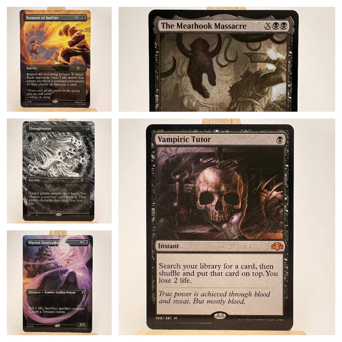 Cartas de cartulina negra alemana: Black Staples Tutors, Dark Magic, Proxy Mágico, Dark Ritual, Demonic Tutor, Vampiric Tutor
