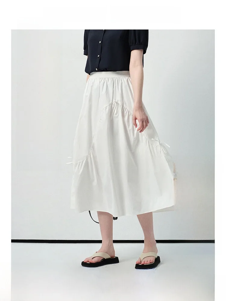 

Легкая летняя юбка миди большого размера для женщин, однотонная, с утягивающим поясом на резинке, с узлом