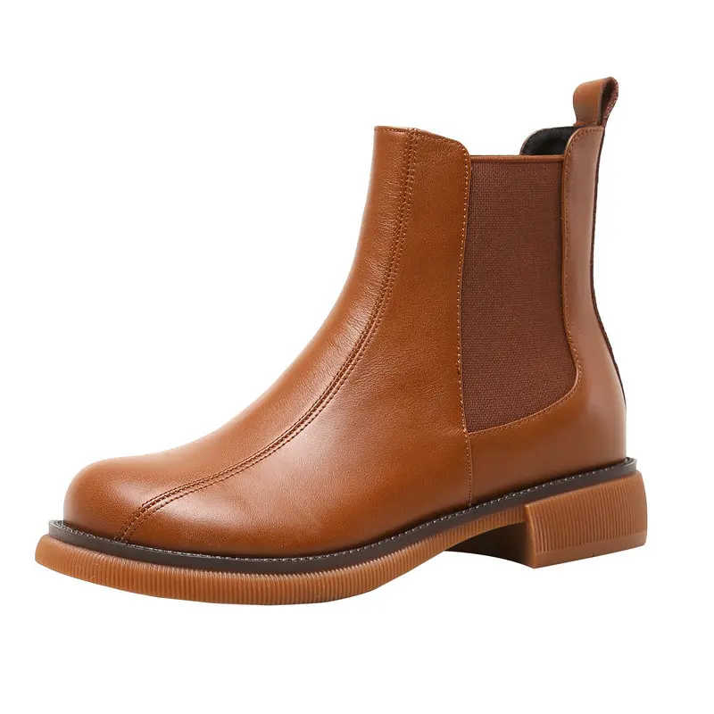 

Classic Women Ankle Boots Low Heels Round Toe Autumn Winter Working Outdoor Casual Concise Genuine Leather Shoes Woman