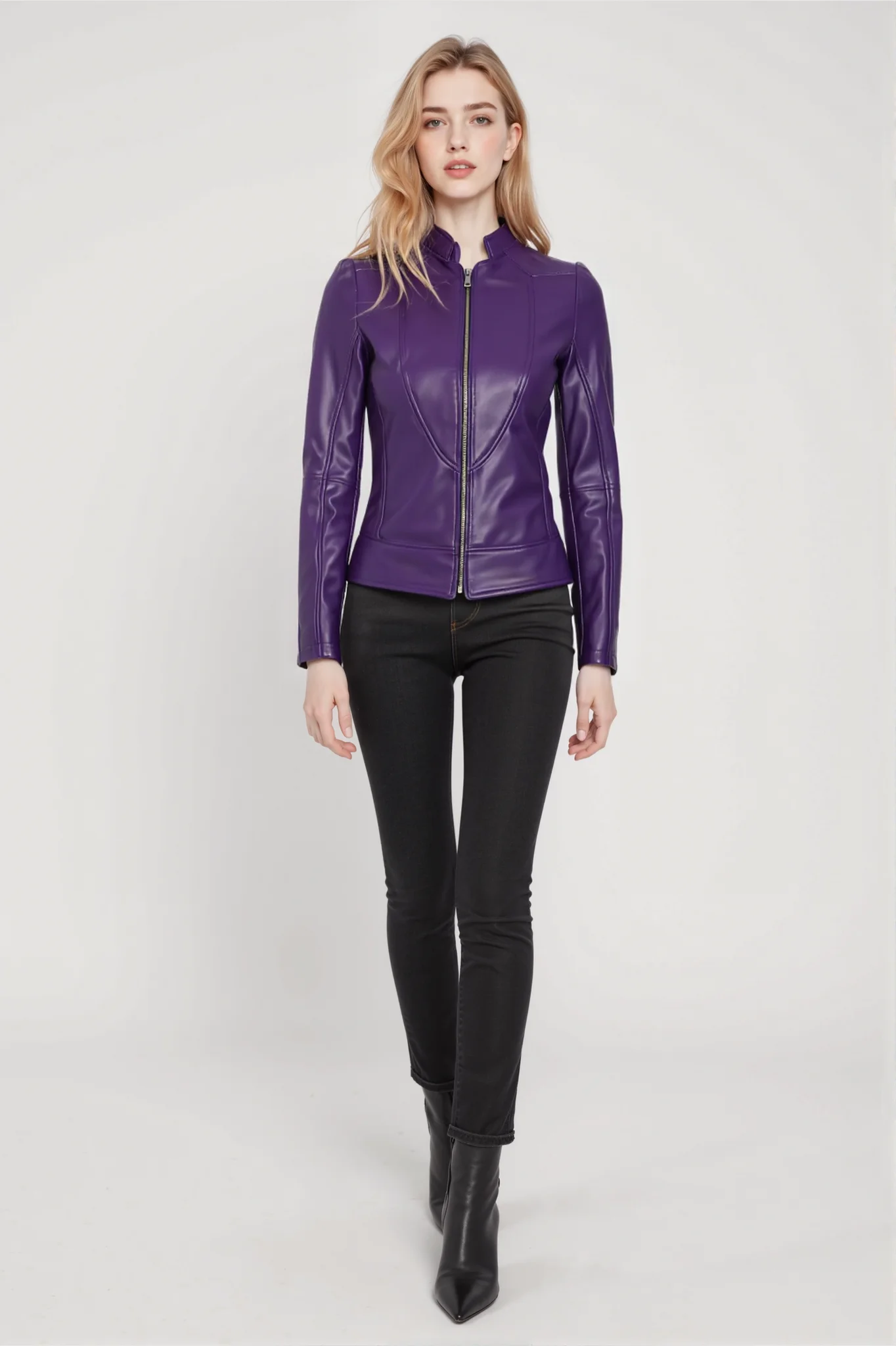 Image of 2026 Neuer Stil Damen Slim Fit PU-Jacke, Frühling und Herbst Dünne Stehkragen-Kunstlederjacke, Freizeitjacke, Umweltfreundliches PU