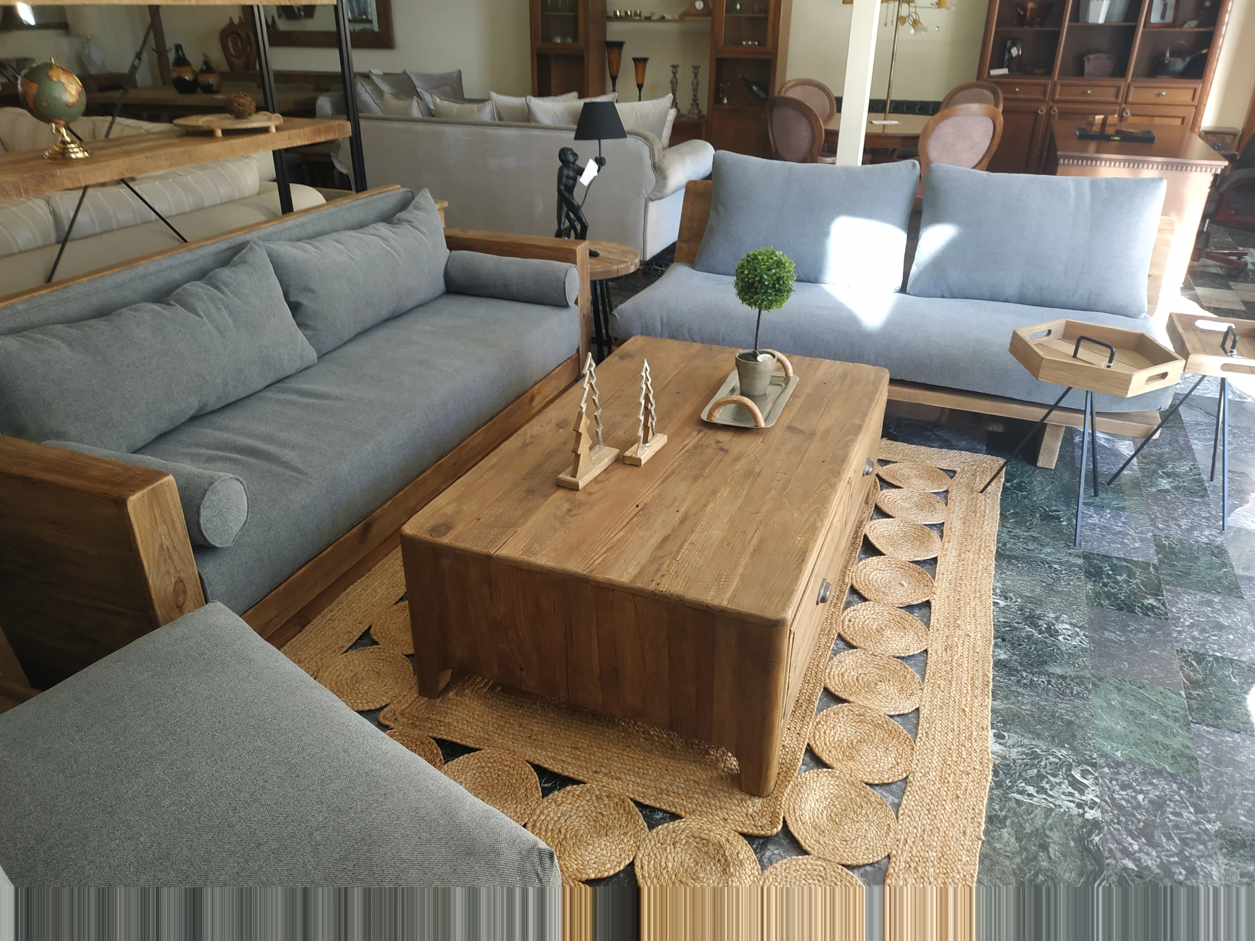 Single sofa set furniture with fabric cover recycled wood furniture