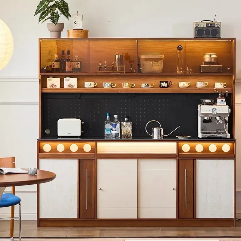 Nordic Solid Wood Dining Side Cabinet Small Apartment Integrated Rock Slab Storage Cabinet Living Room Simple Floor Tea