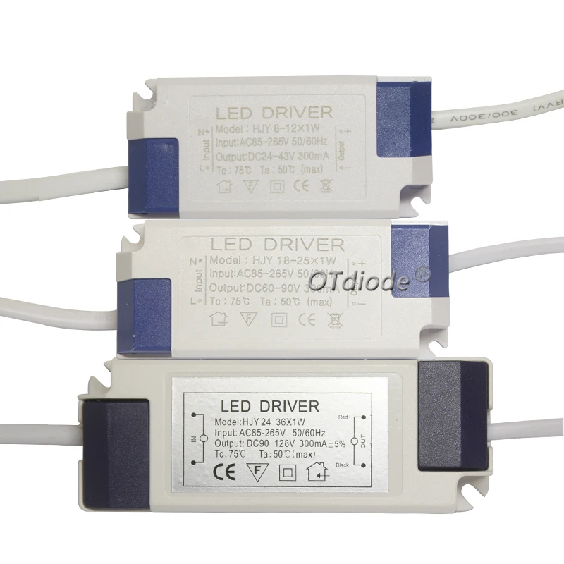 Controlador LED de corriente constante, fuente de alimentación de 300MA, 1-3w, 4-7w, 8-12w, 12-18w, 18-25w, 25-36w, adaptable a transformadores de