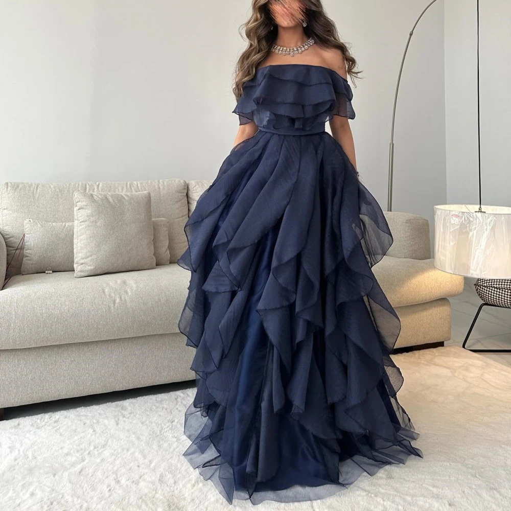 

Carolina Off Shoulder Evening Dresses Women Saudi Arabia Floor Length A-Line Organza Wedding Guest Elegant Formal Party Gowns