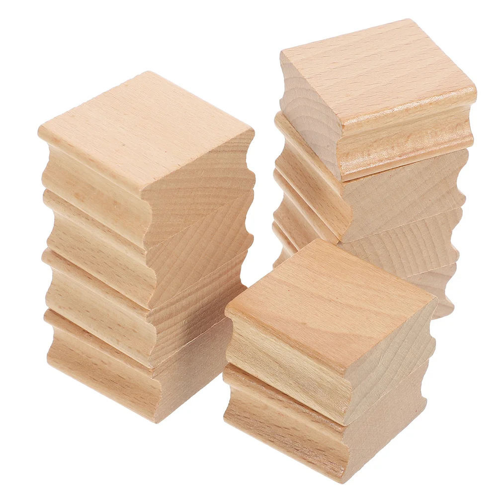 

10Pcs Blank Wood Stamps Beech Groove Design for DIY Crafting Scrapbook Handmade Stamp Wooden Seal Blocks Wooden Stamp Seal
