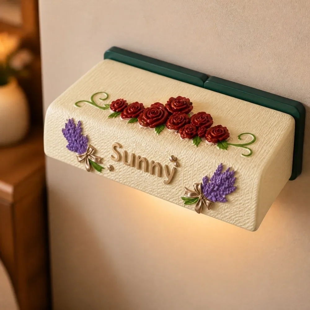 3D Embossed Flower LED Night Light Magnetic Magnetic Detachable Wall Sconce Creative Design Embossed Floral Wall Lamp