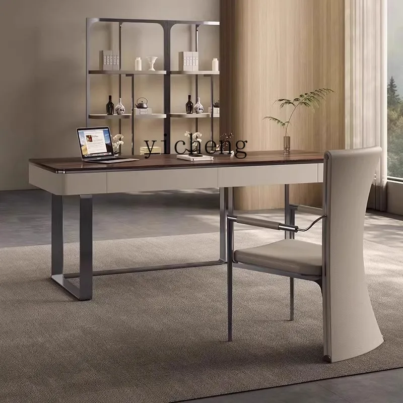 

LX solid wood desk home modern simple light luxury high sense light luxury minimalist desk