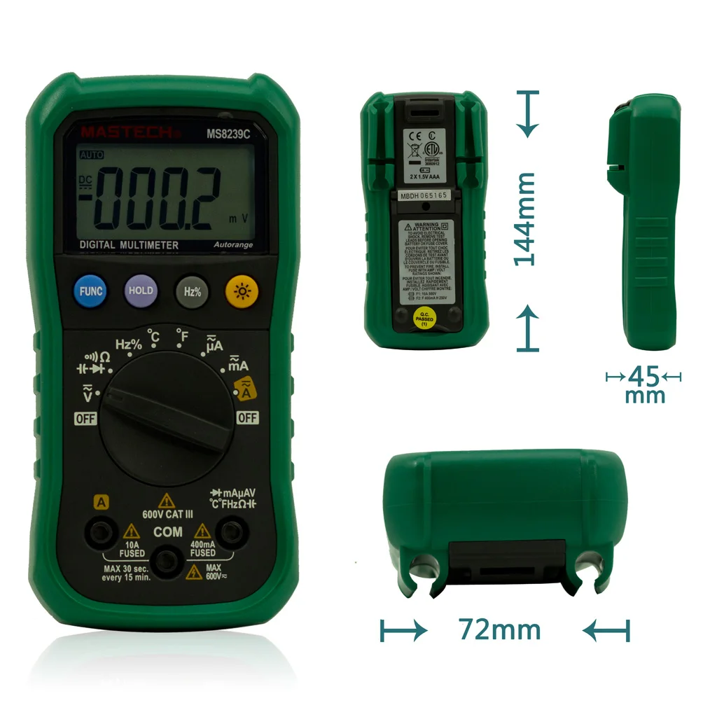 Imagem -02 - Mastech-multímetro Digital Ms8239c Voltímetro ac Corrente dc Capacitância Freqüência Testador de Temperatura Medidor