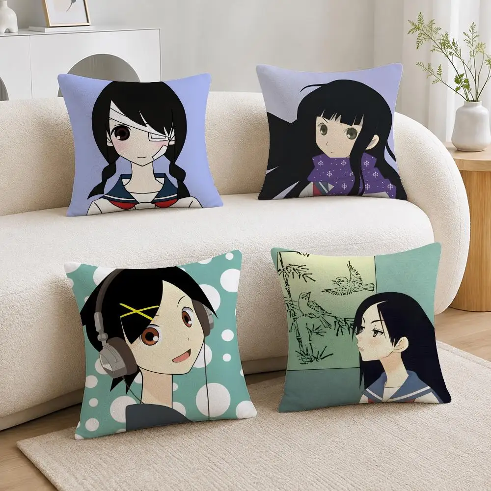 Anime Sayonara Zetsubou Sensei Cushion Cover Soft Short Plush Throw Pillowcase Sofa Bedroom Home Decor Holiday Gift