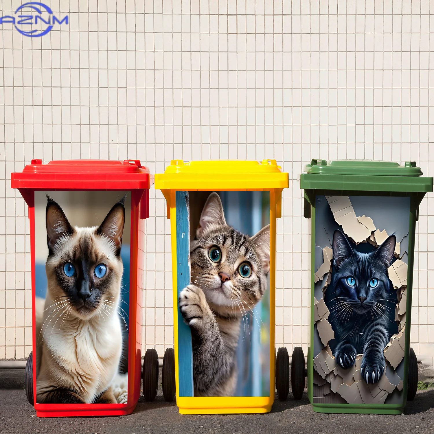 30 Styles Cartoon Various Cute Funny Animals Trash Can Sticker Peel & Stick Waterproof Home Decor Garbage Art Mural Wall Decal