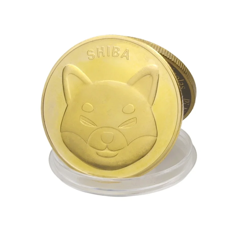 عملة تذكارية dogecin Shiba Inu ، هدية تموج بيتكوين ، عملة افتراضية ، لوحة عرض حامل ، جمع #1
