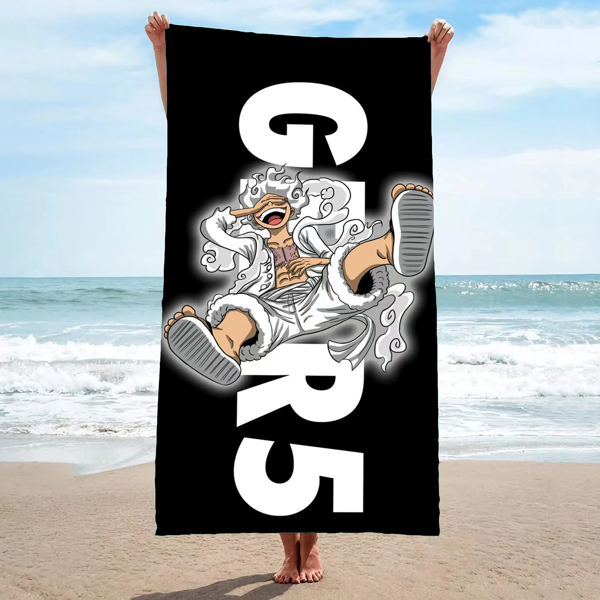 Cartoon Beach Towels Monkey D Luffy Gear 5 Quick Dry Microfiber Fashionable Exquisite Girl Cute Children Soft Skin-Friendly