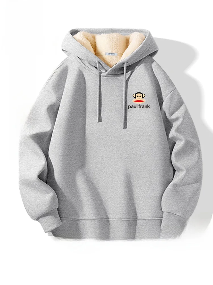 

Thiened Fce Lamb Velvet Hoodie Youth Winter Sports Top for Boys Big Kids Casual Comfortable Cotton Polyester