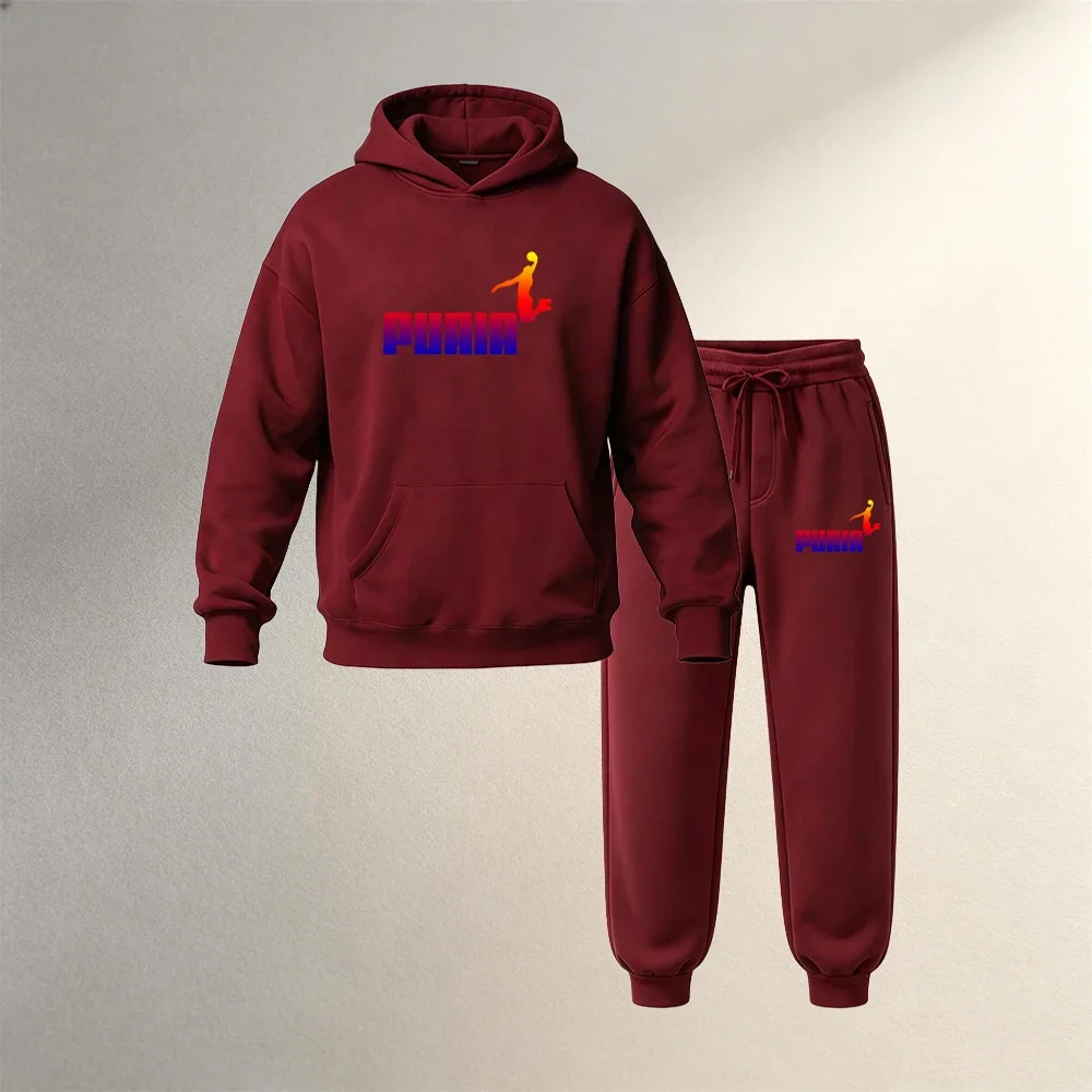 Men's Set/Hoodie/Pants Autumn Winter Daily Casual Sports Jogging Suit Home Outdoor Comfort Warm Hooded Sweatshirt and Sweatpants