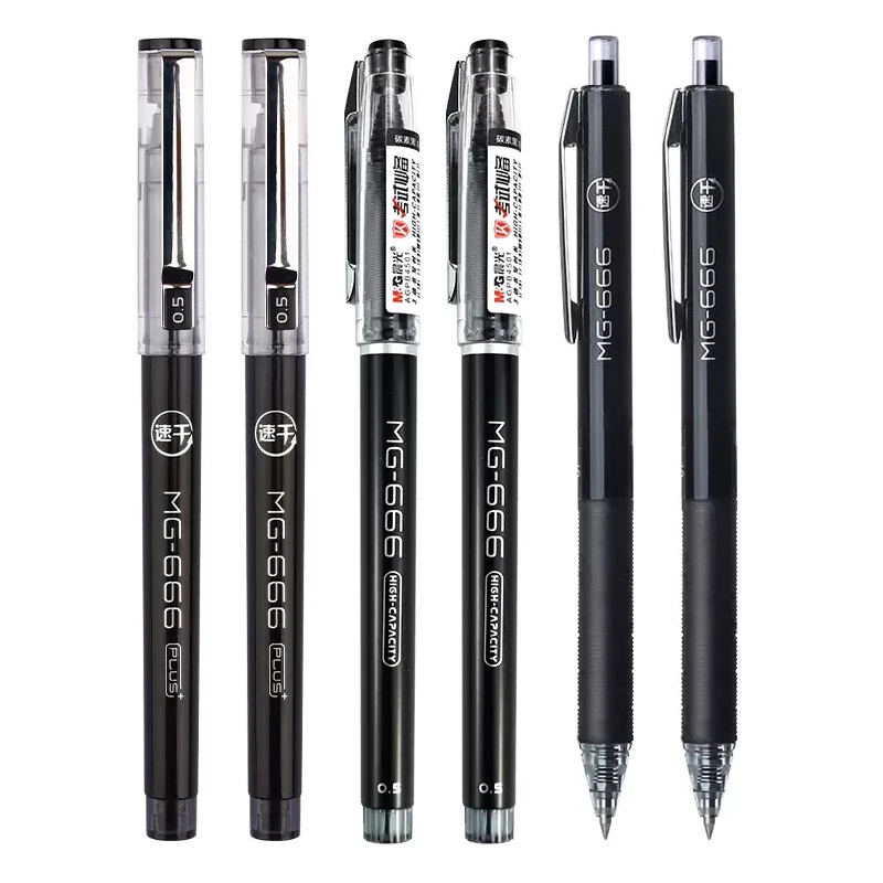 

6/12 Pens 0.5mm Large Capacity Black Ink Quick-Drying Gel Pen Learn Office Stationery Signature Pen Replaceable Refills