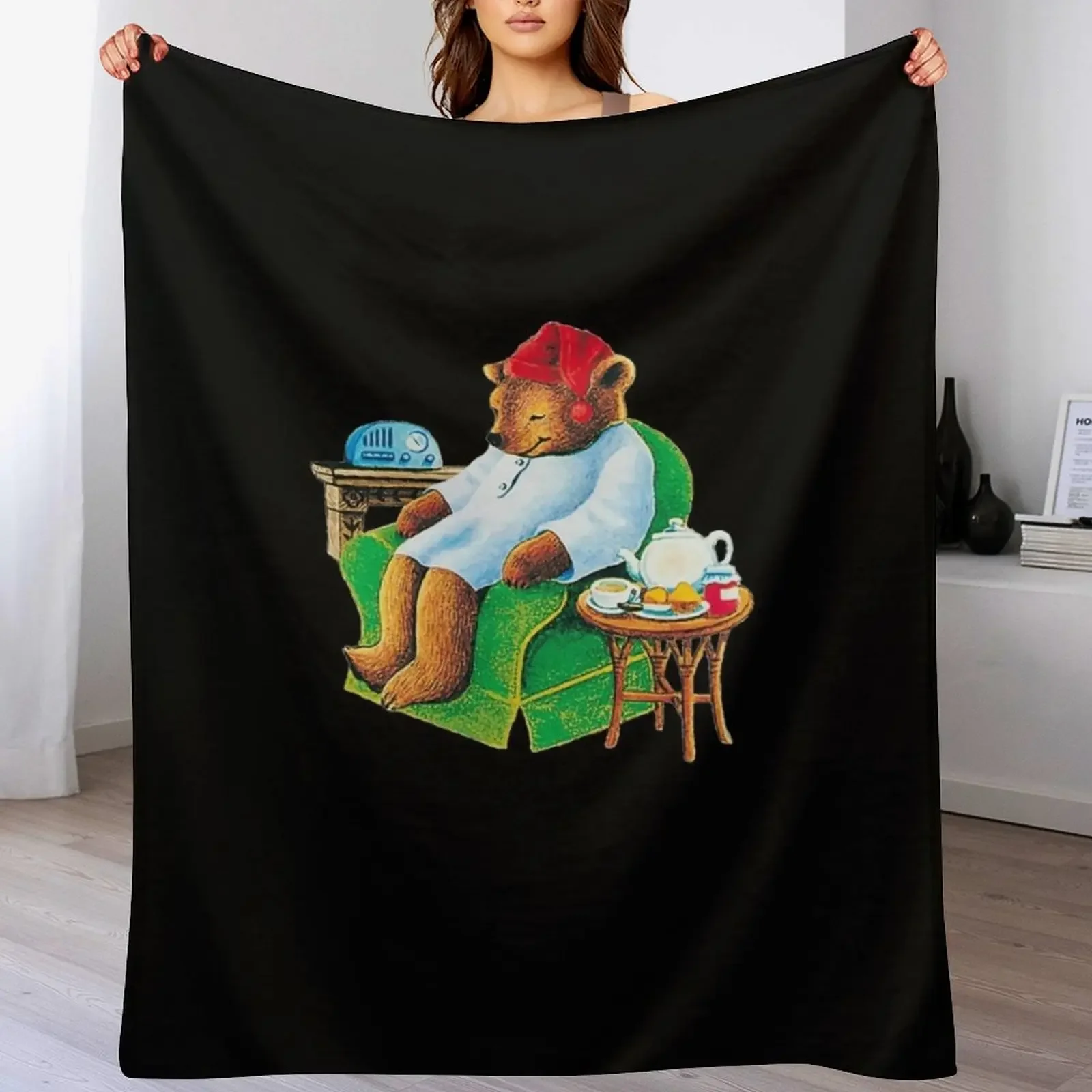 Manta tipo jersey con diseño de oso de la marca Celestial Seasonings Sleepytime Tea, elegante manta para sofá, para el hogar y la sala de estar