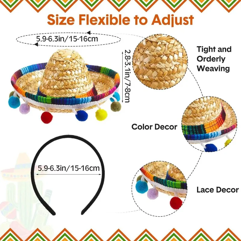 Set de 30 Recuerdos para Fiesta Mexicana, 12 Sombreros de Cinco de Mayo para Cumpleaños, Festivales, Carnaval y Eventos