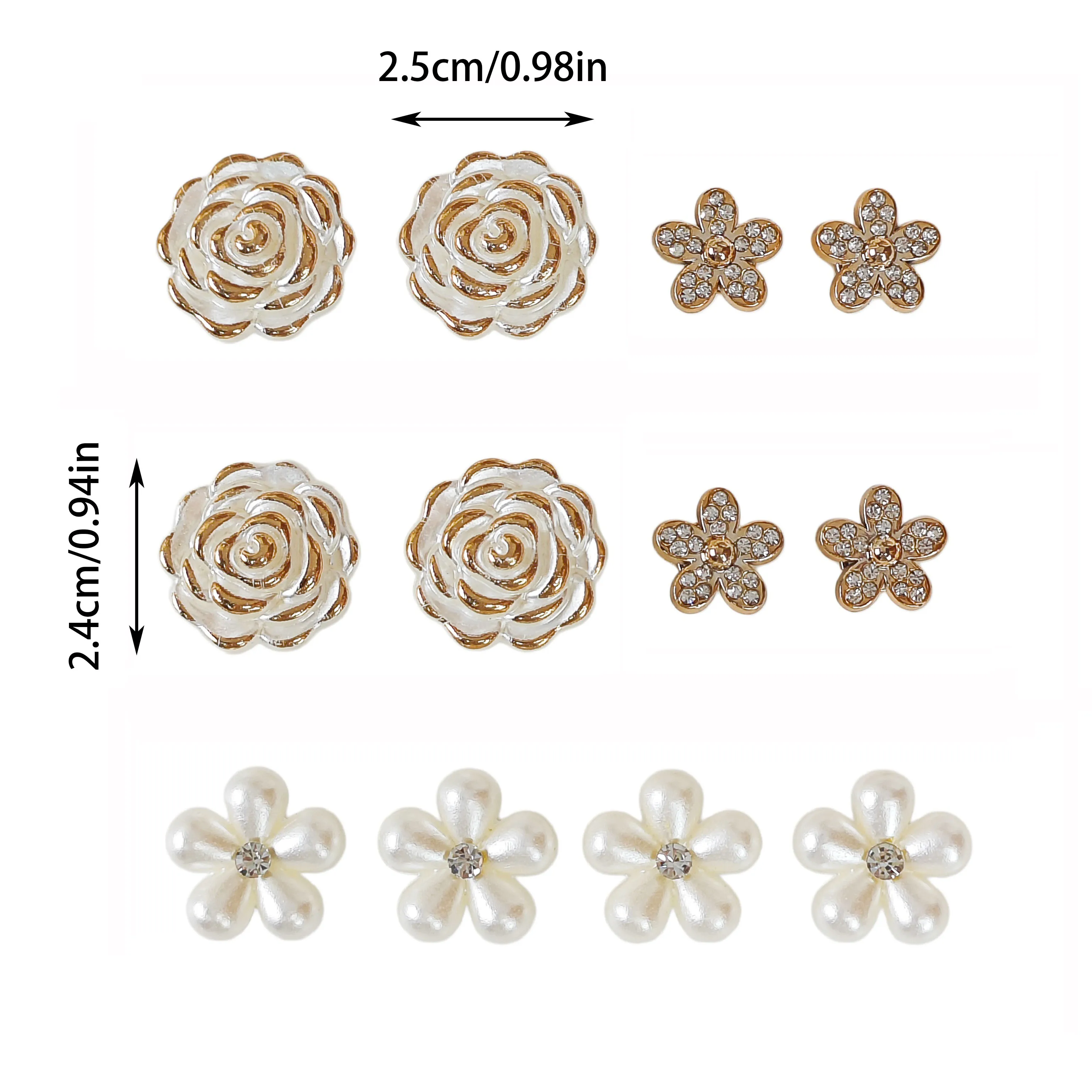12Pcs DIY Shoe Decoration Charms, Shiny Flower Decorative Buckles, Non-Metallic Lightweight Material, Y2K Fashion Versatile Cute Personality Accessories for Men and Women, Suitable for Eva Beach Shoes, Sandals, Removable Shoe Decoration, Holiday Gift