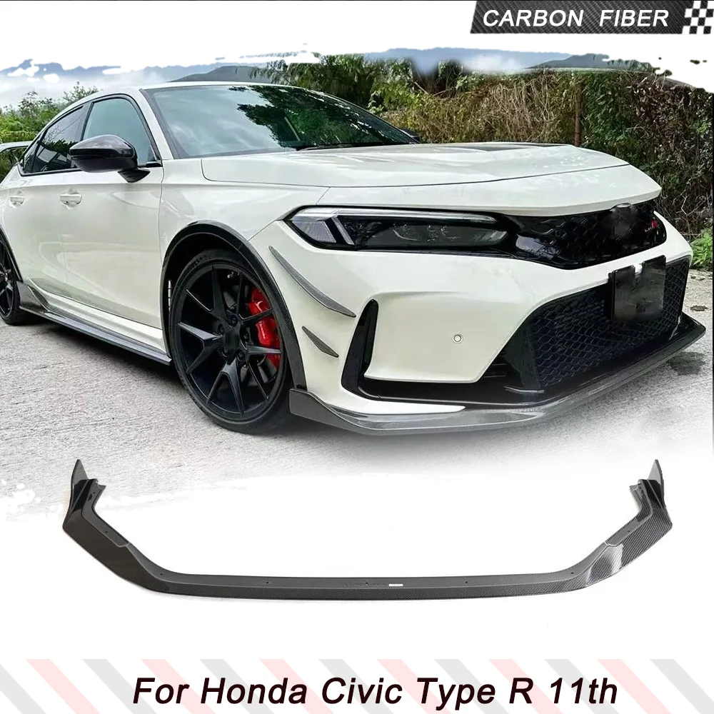 Front Bumper Lip For Honda for Civic Type R 11th 2022 2023 Car Front Bumper Lip Spoiler Apron Splitters Protector Carbon Fiber