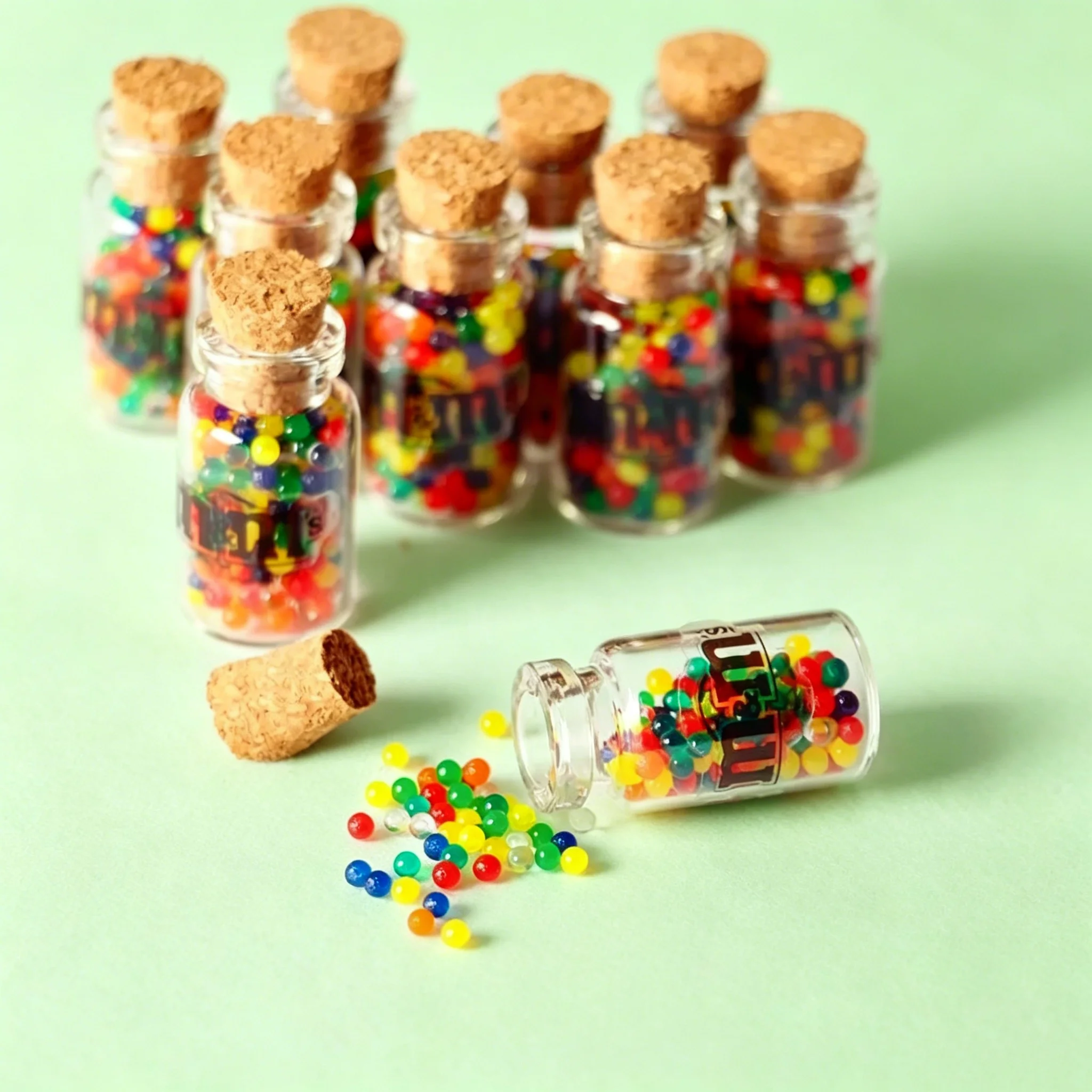 1/6 Scale Cute Mini Glass Candy Jar Mini Bear Jelly Drops Simulation Miniature Dollhouse Food for Barbies Doll Kitchen Toy